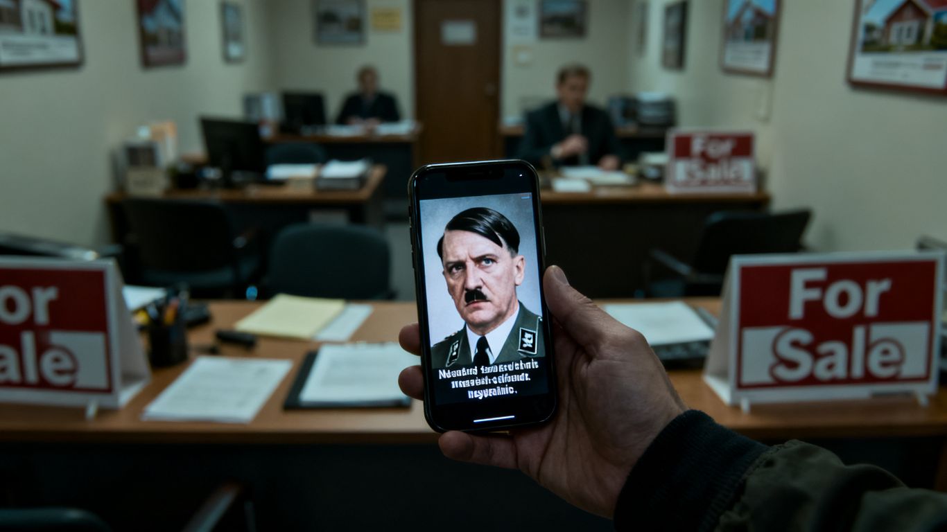Real estate agent sent offensive Hitler image and message.