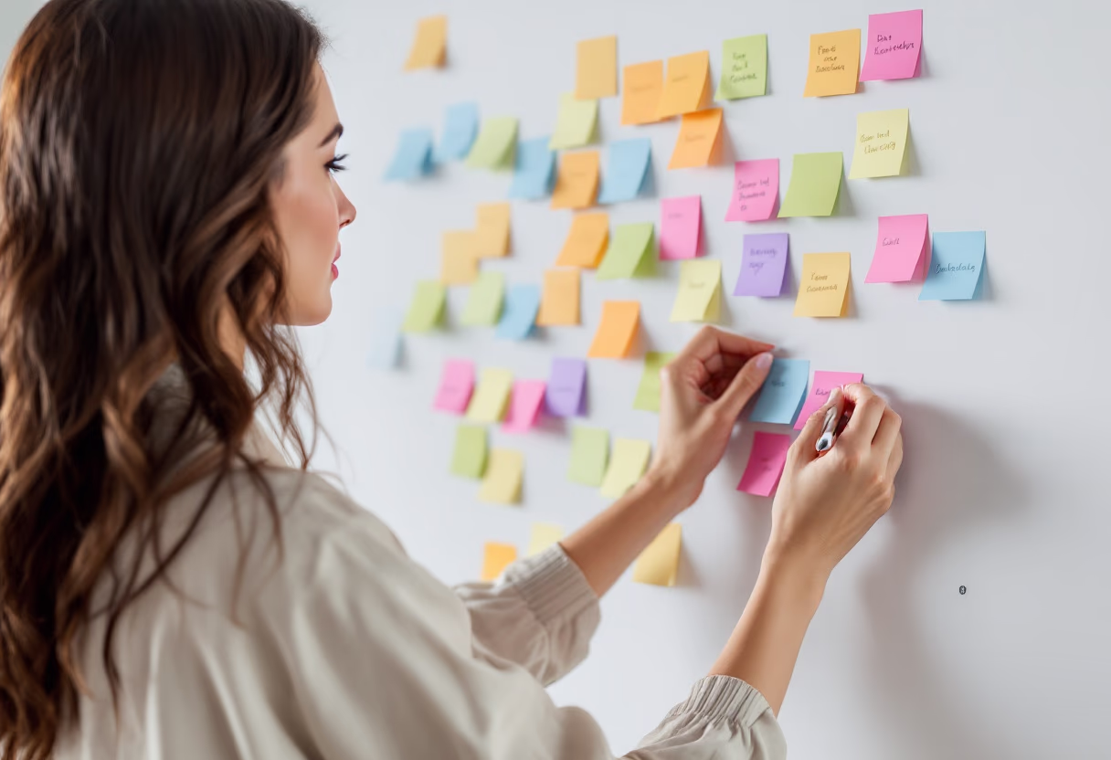 image of a person brainstorming ideas (for a productivity tools business)