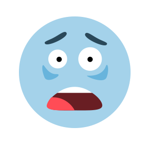An emoji that looks scared and stressed