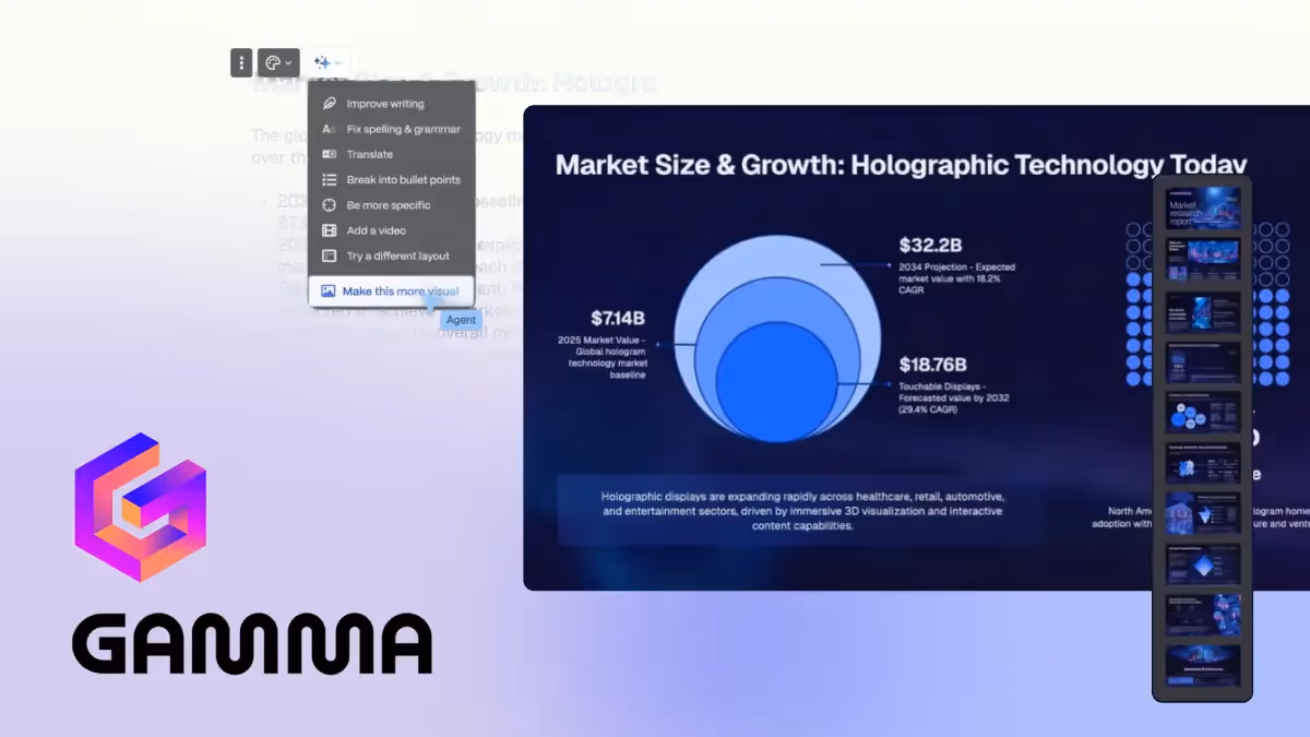Let Gamma Agent research and build slides for you