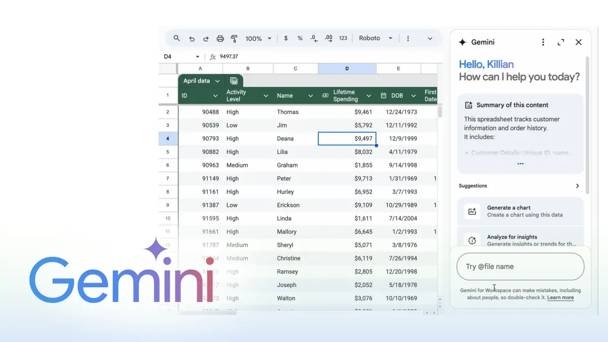 Turn raw data into actionable plan with Gemini in Sheets