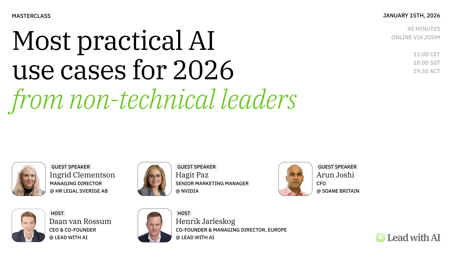 Access sldes & recording: Most Practical AI Use Cases For 2026 From Non-Technical Leaders
