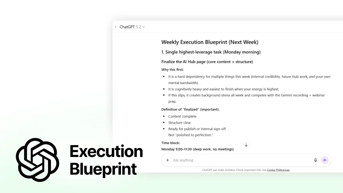 Build an AI-powered Weekly Execution Blueprint