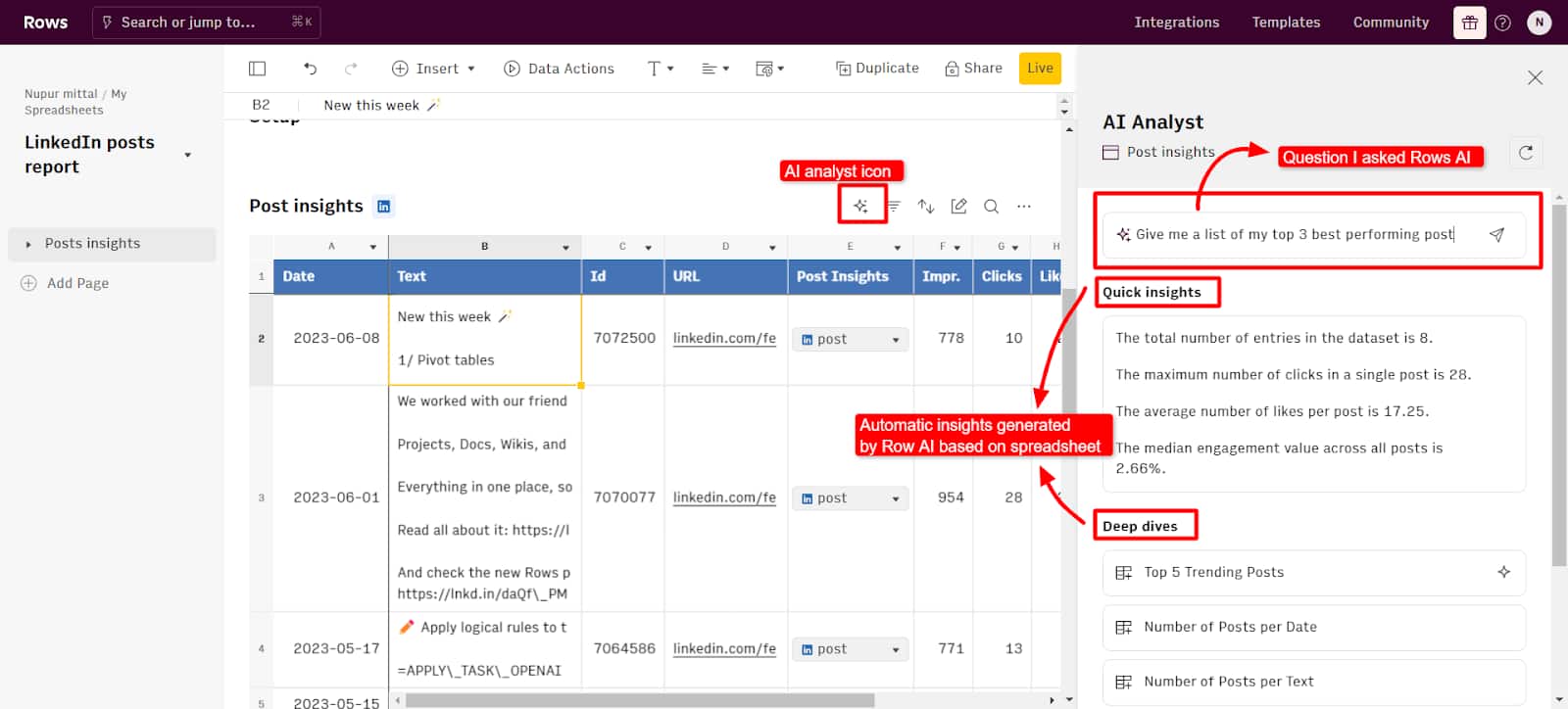 Free AI Tools Rows