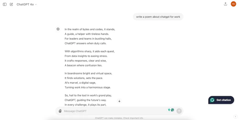 ChatGPT is a powerful tool for work. It can also write poems.