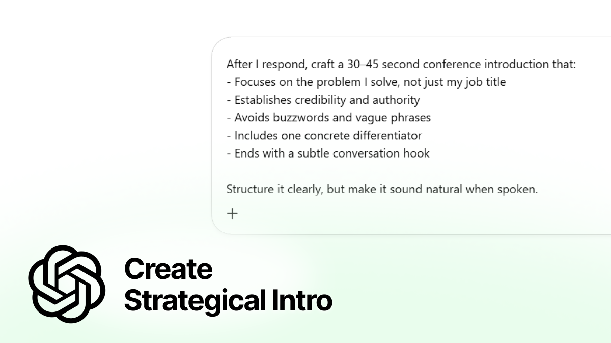 Draft a personal introduction that positions you strategically