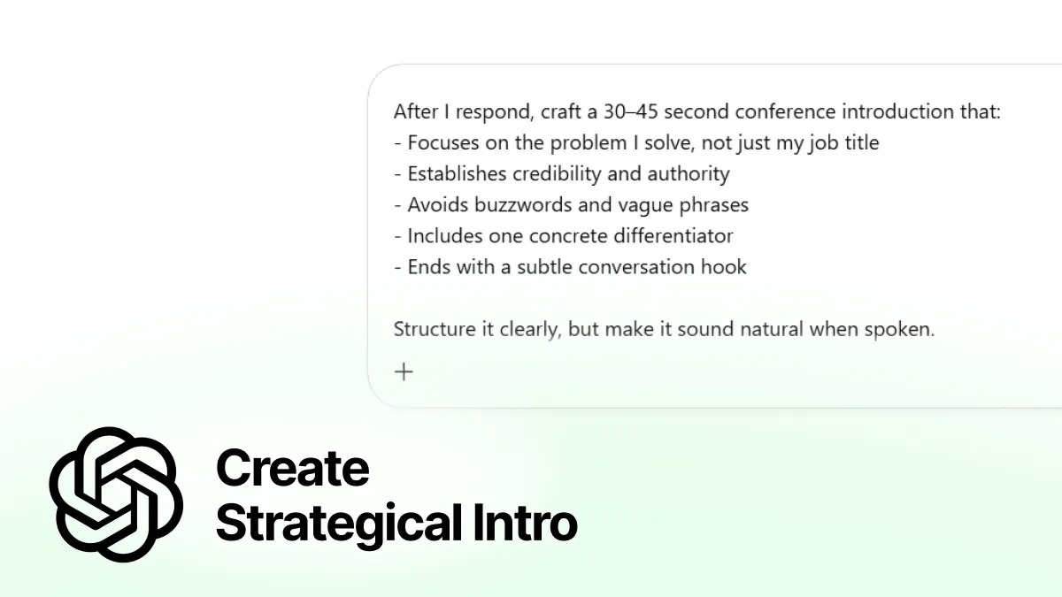 Draft a personal introduction that positions you strategically