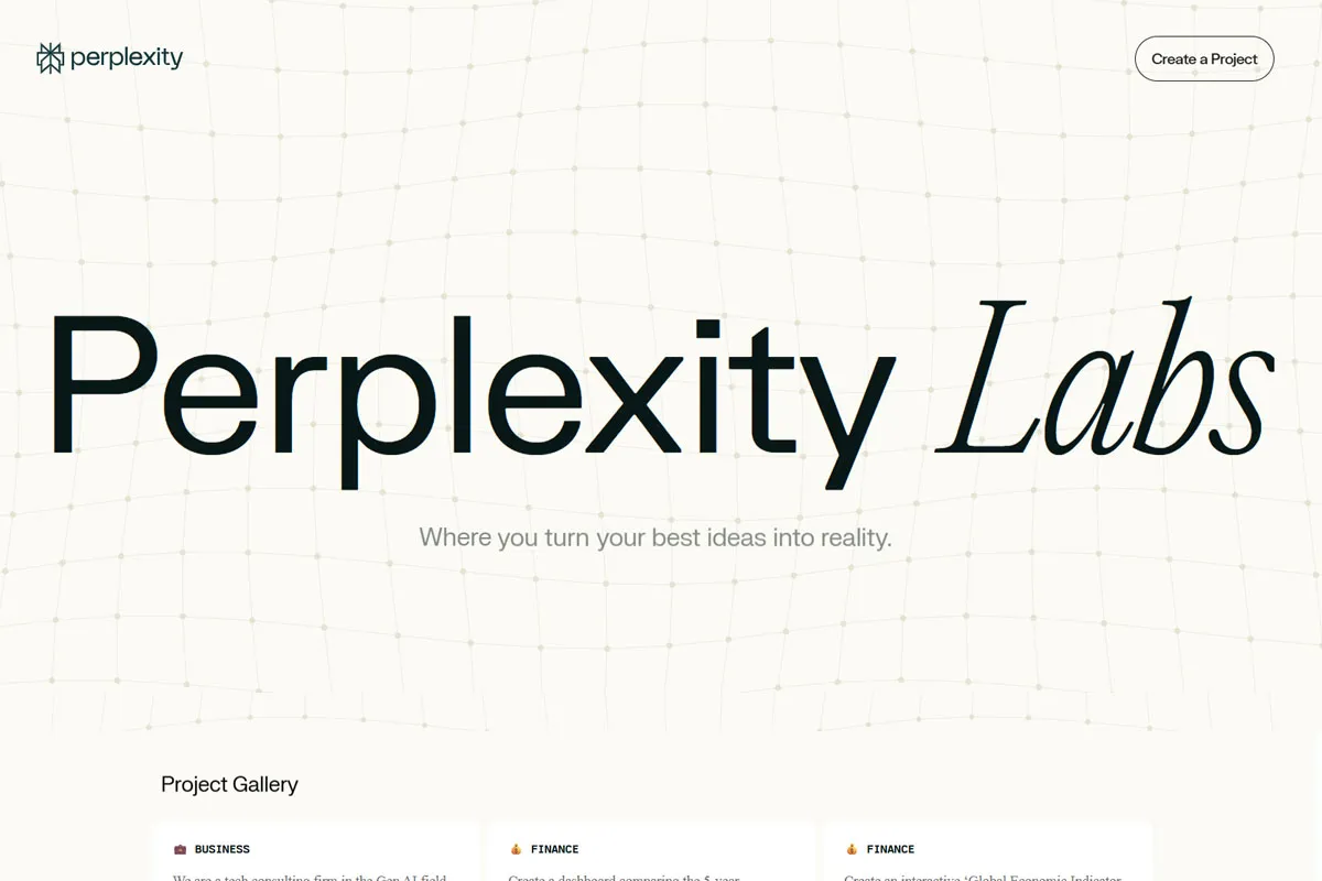 Perplexity Labs : AI Innovation with Advanced Models & API : Perplexity AI|  Toolkitly