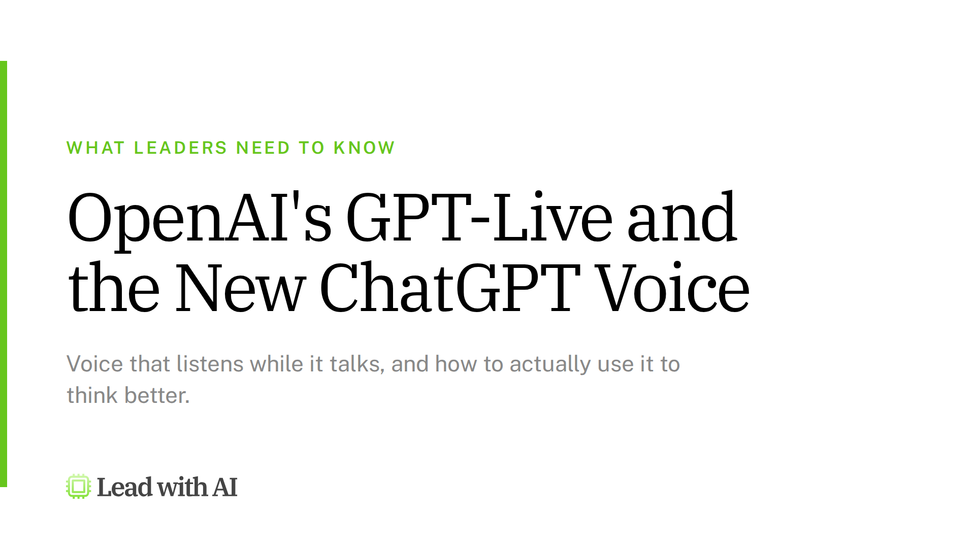 OpenAI's GPT-Live Turns Voice Into a Real Thinking Partner