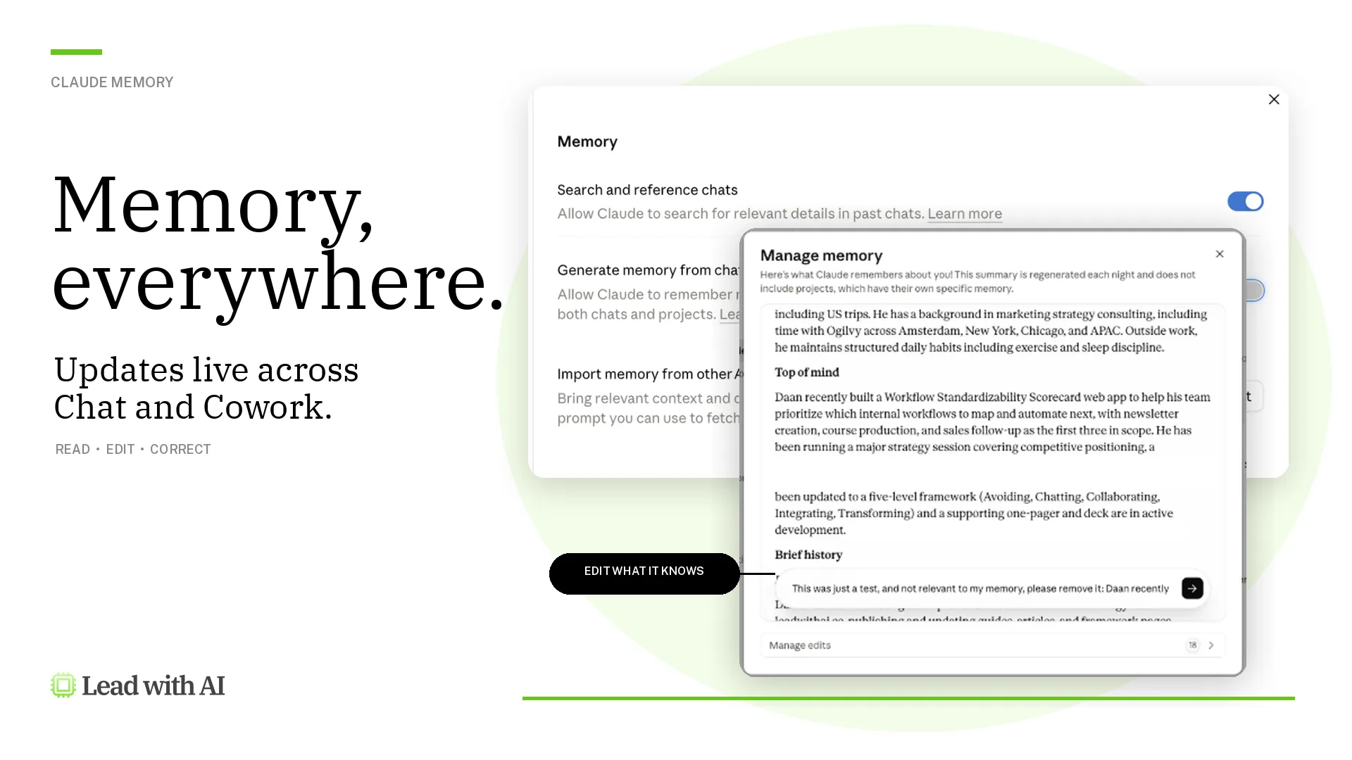 Claude's Memory Updates in Real Time Across Chat and Cowork