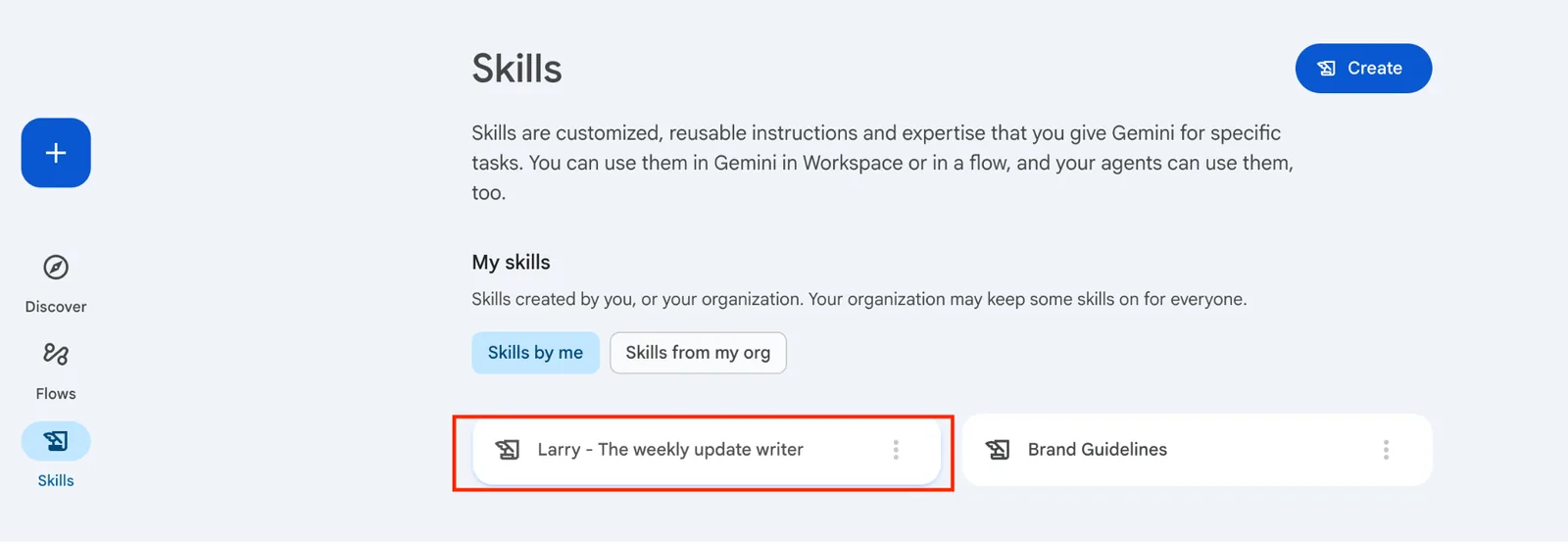 Larry saved and listed it on the Skills page