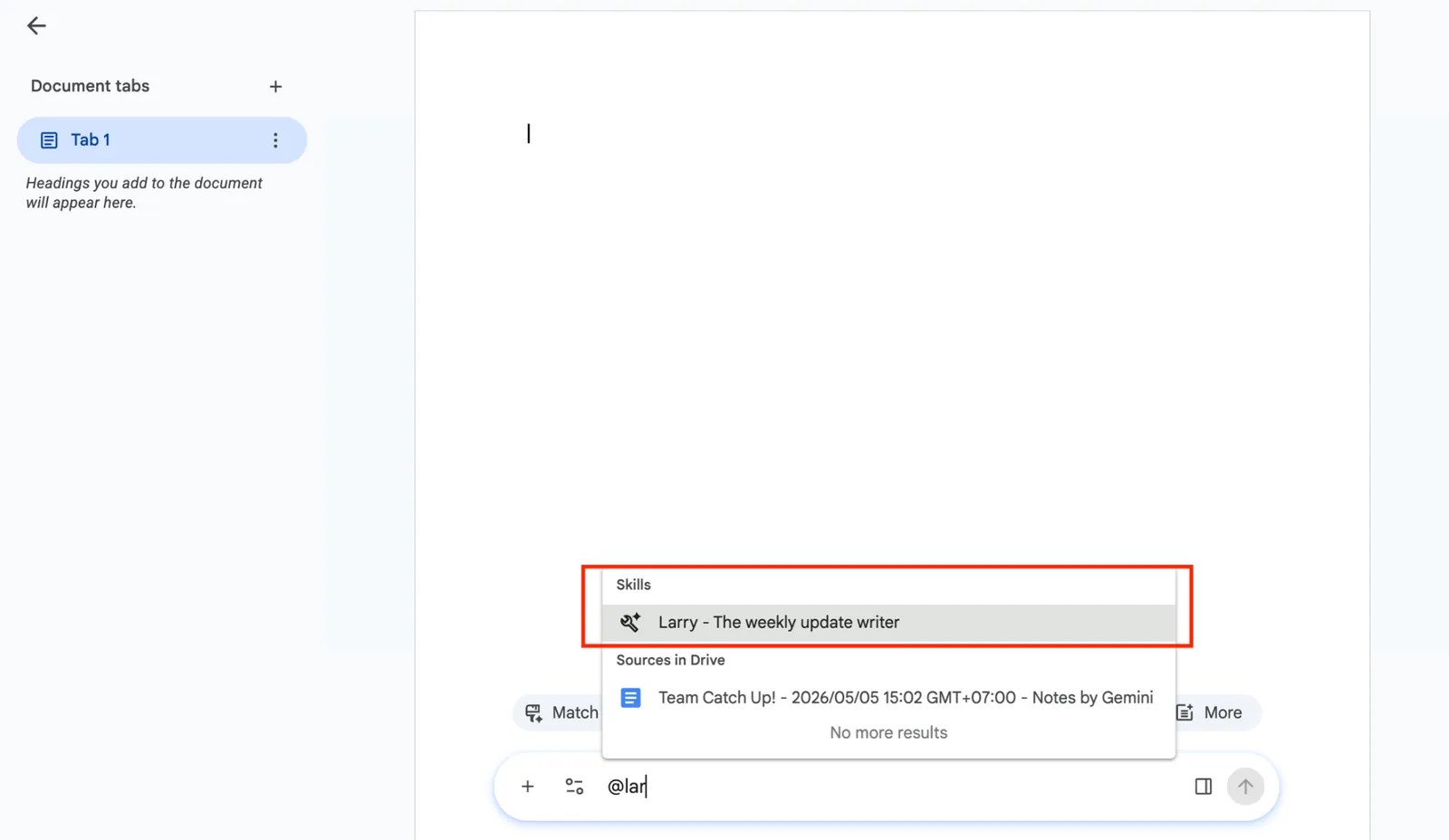 @Larry triggered inside the Doc, with the generated update