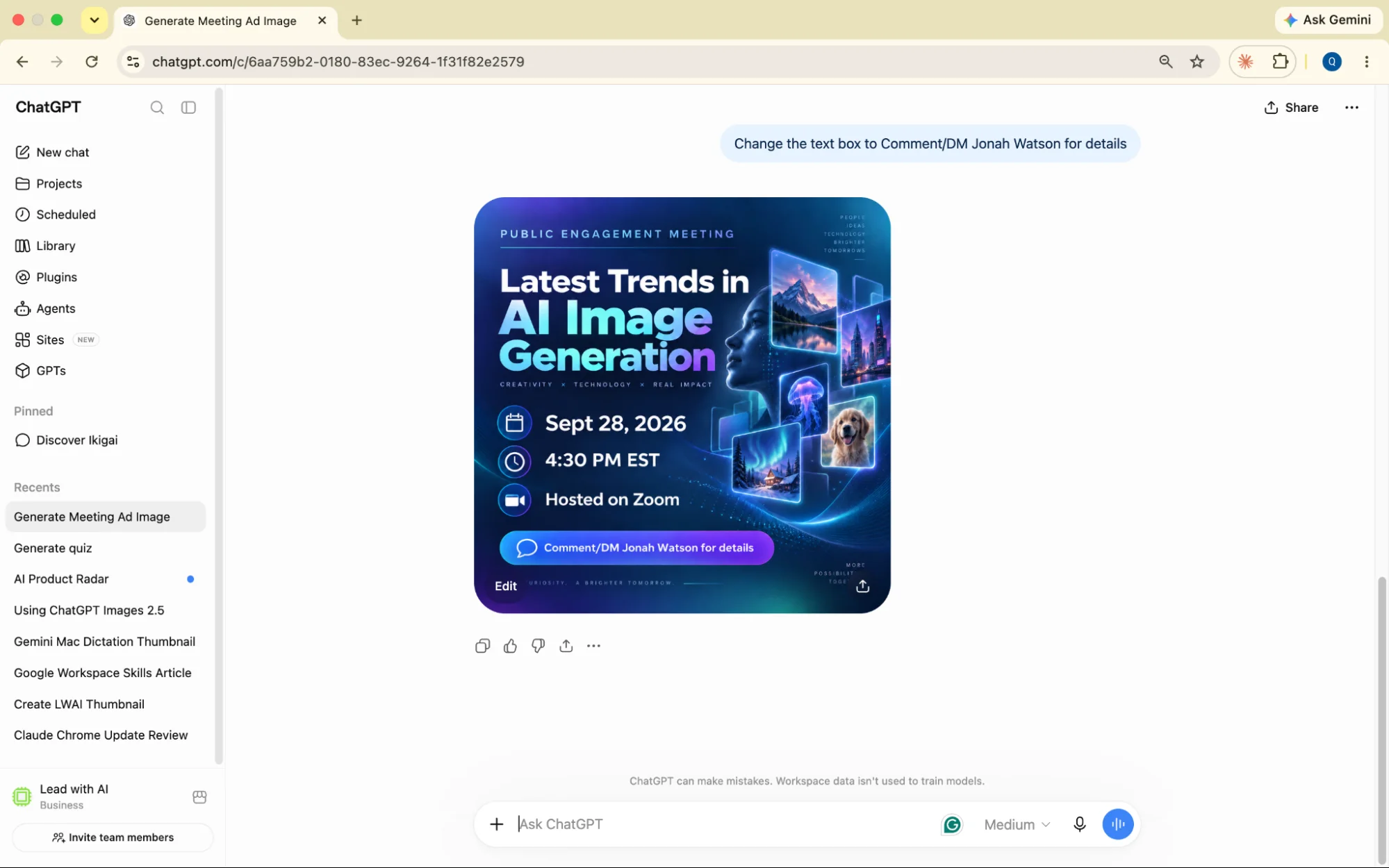 Edited LinkedIn event graphic with the updated call-to-action text