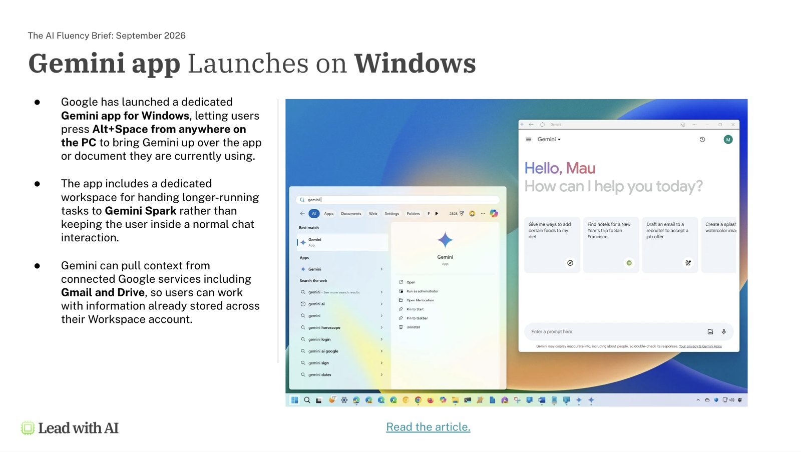 Slide: Gemini app for Windows