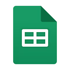 Google Sheets icon featuring a green document with a white spreadsheet grid.