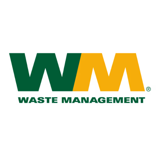 Waste Management logo with green W and yellow M letters.