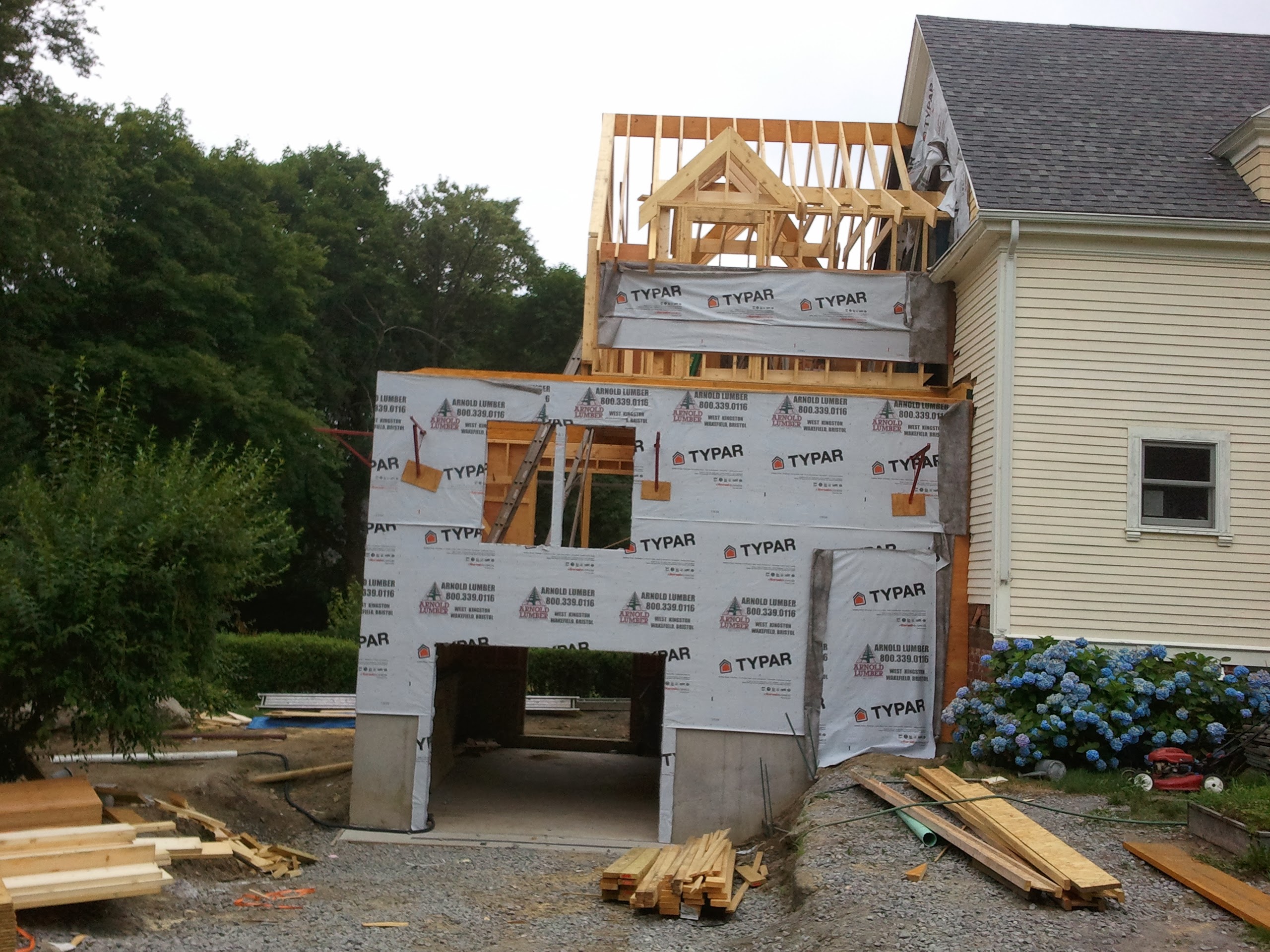 Garage addition in progress