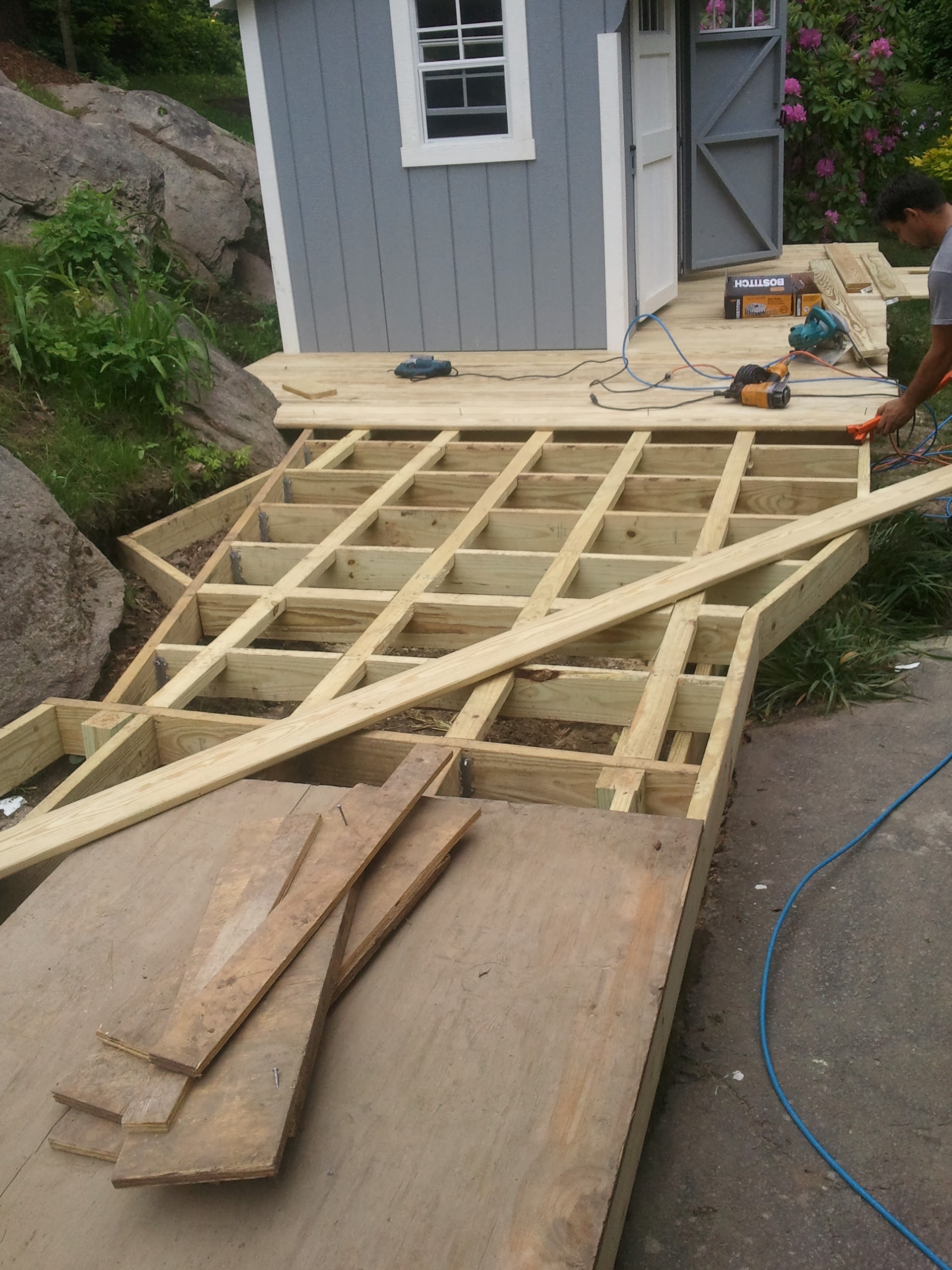 Outdoor decking in progress
