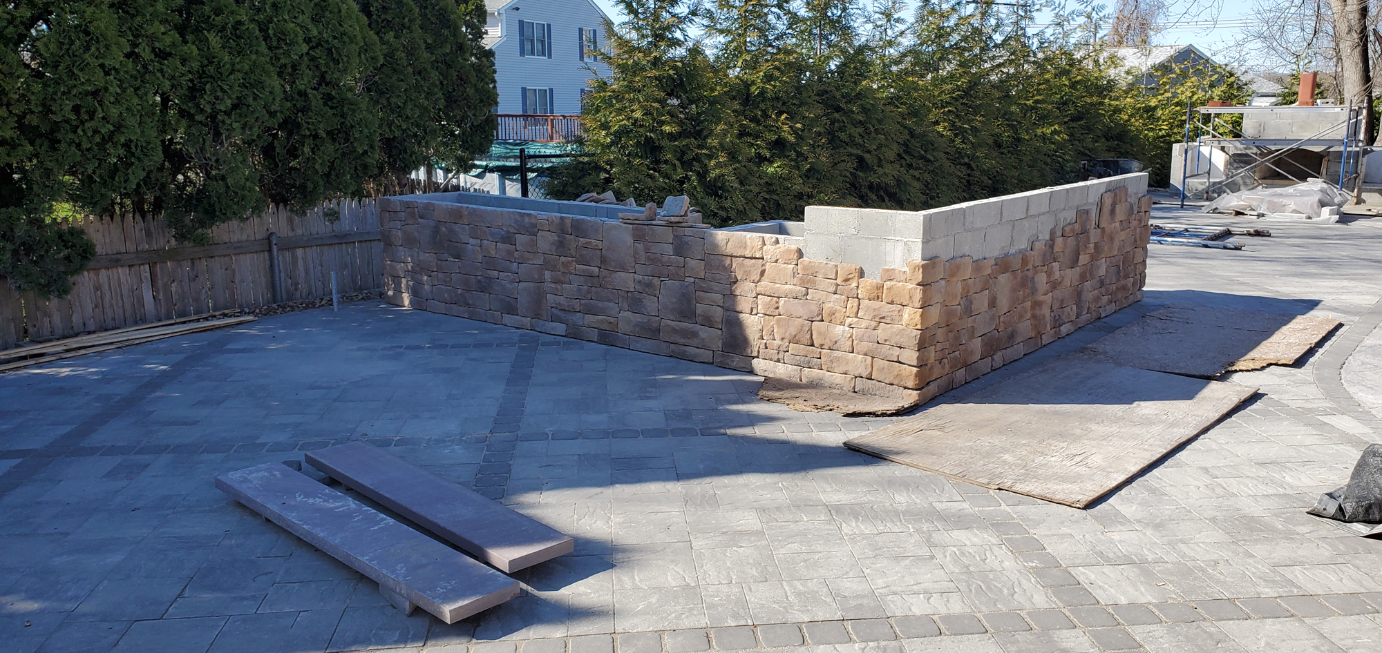 Before outdoor masonry