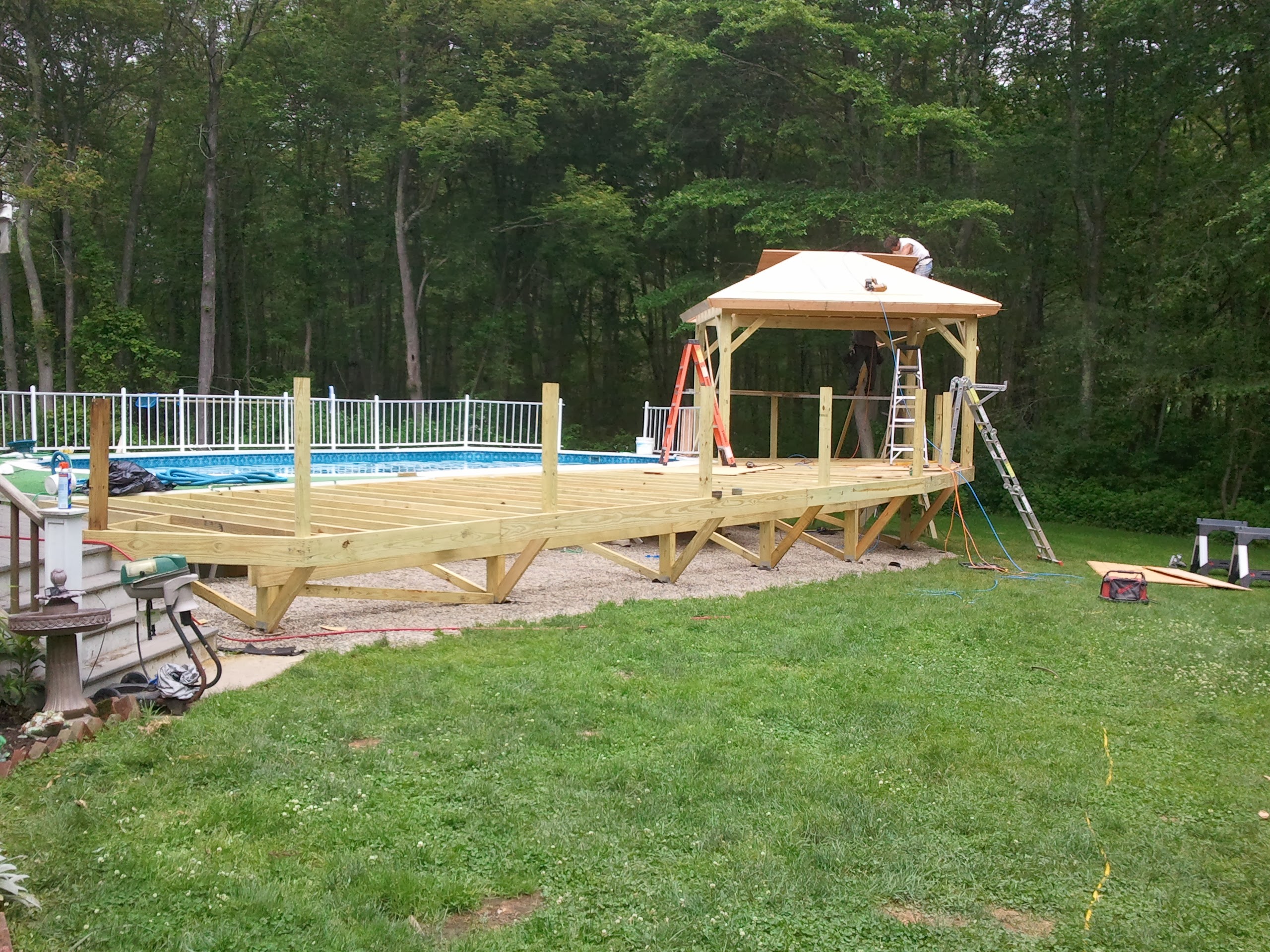 Pool deck gazebo in progress