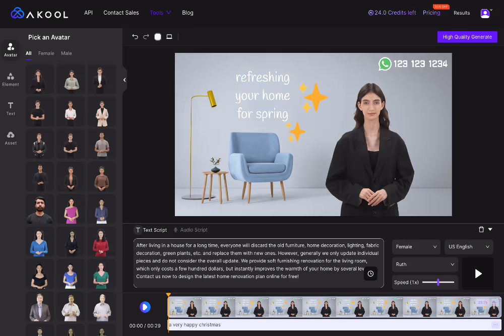 selecting the talking avatar
