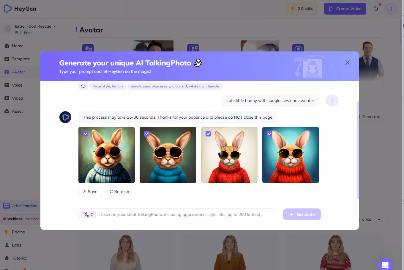 heygen's talking photo user interface