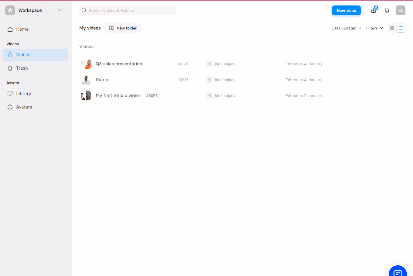 storing the videos you created on synthesia's avatar tool