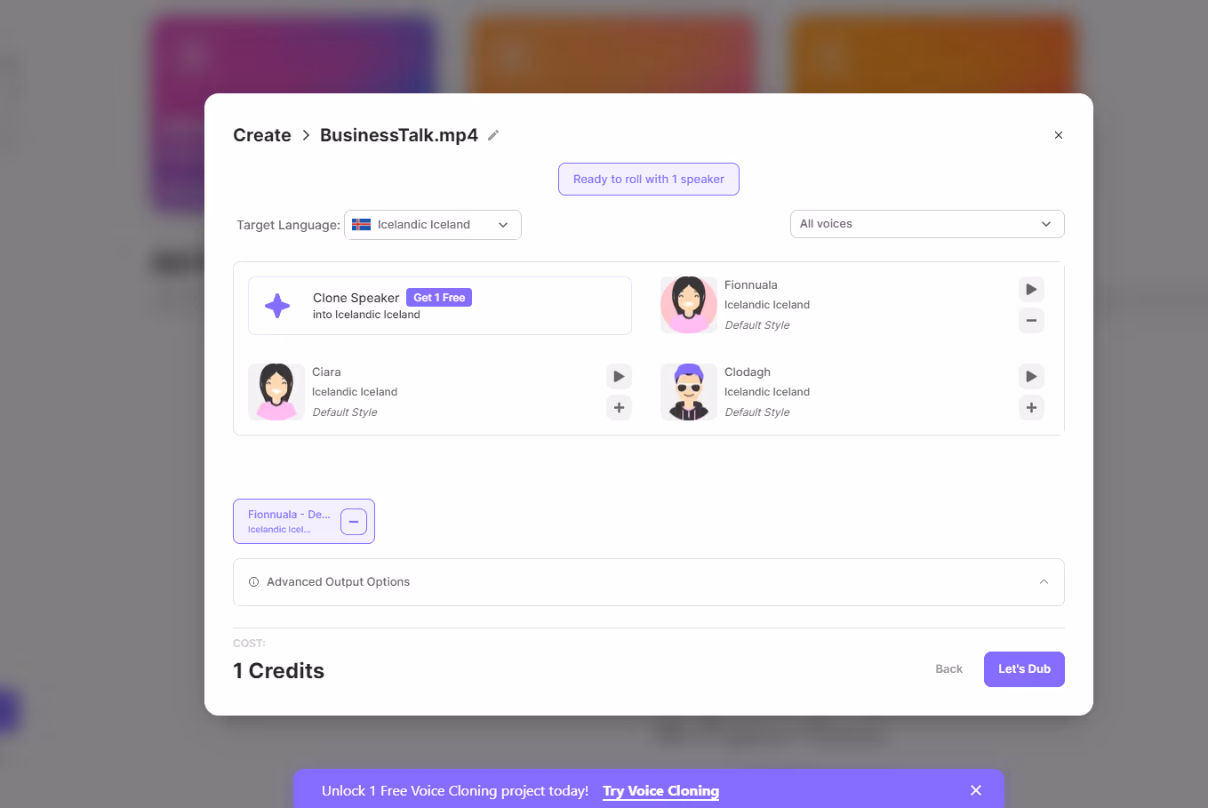 create a voice dub for Ai video