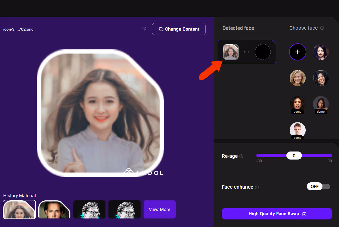 ai face analysis with low-res demo image