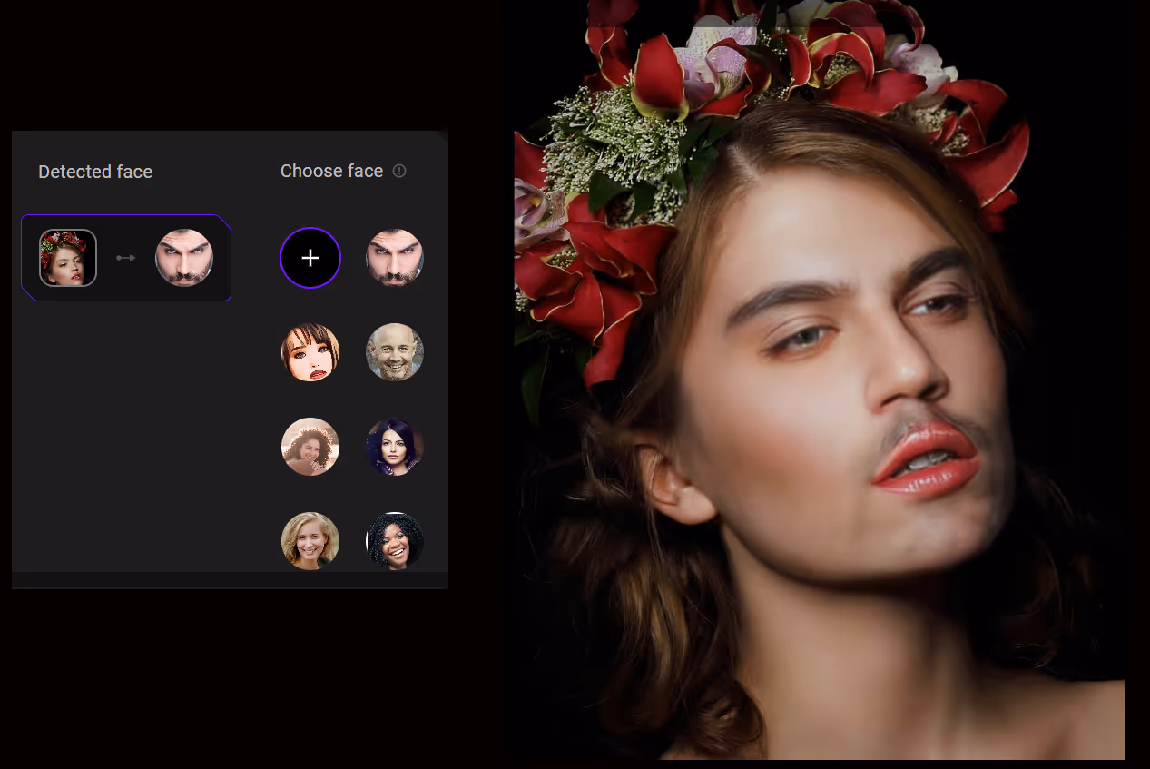 Ai detected face with creative ideas