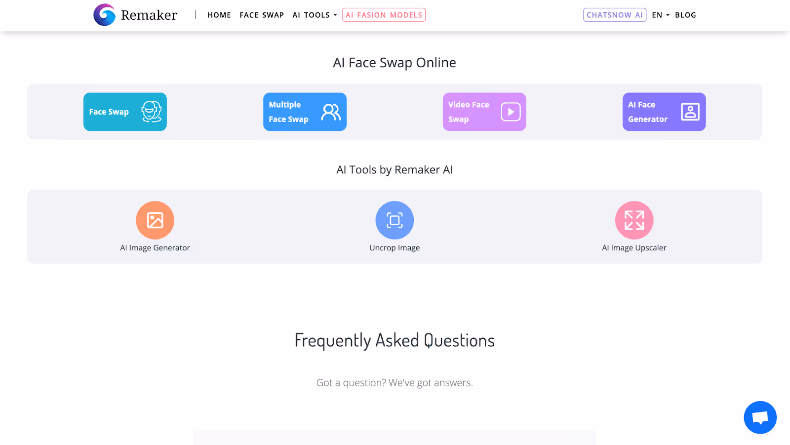 Remaker website homepage