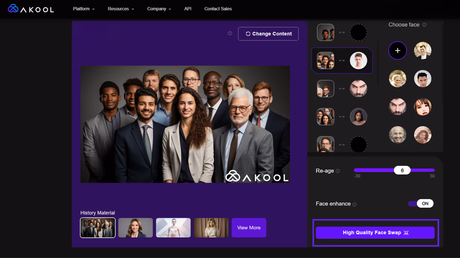 group photo uploaded to akool face swap tool