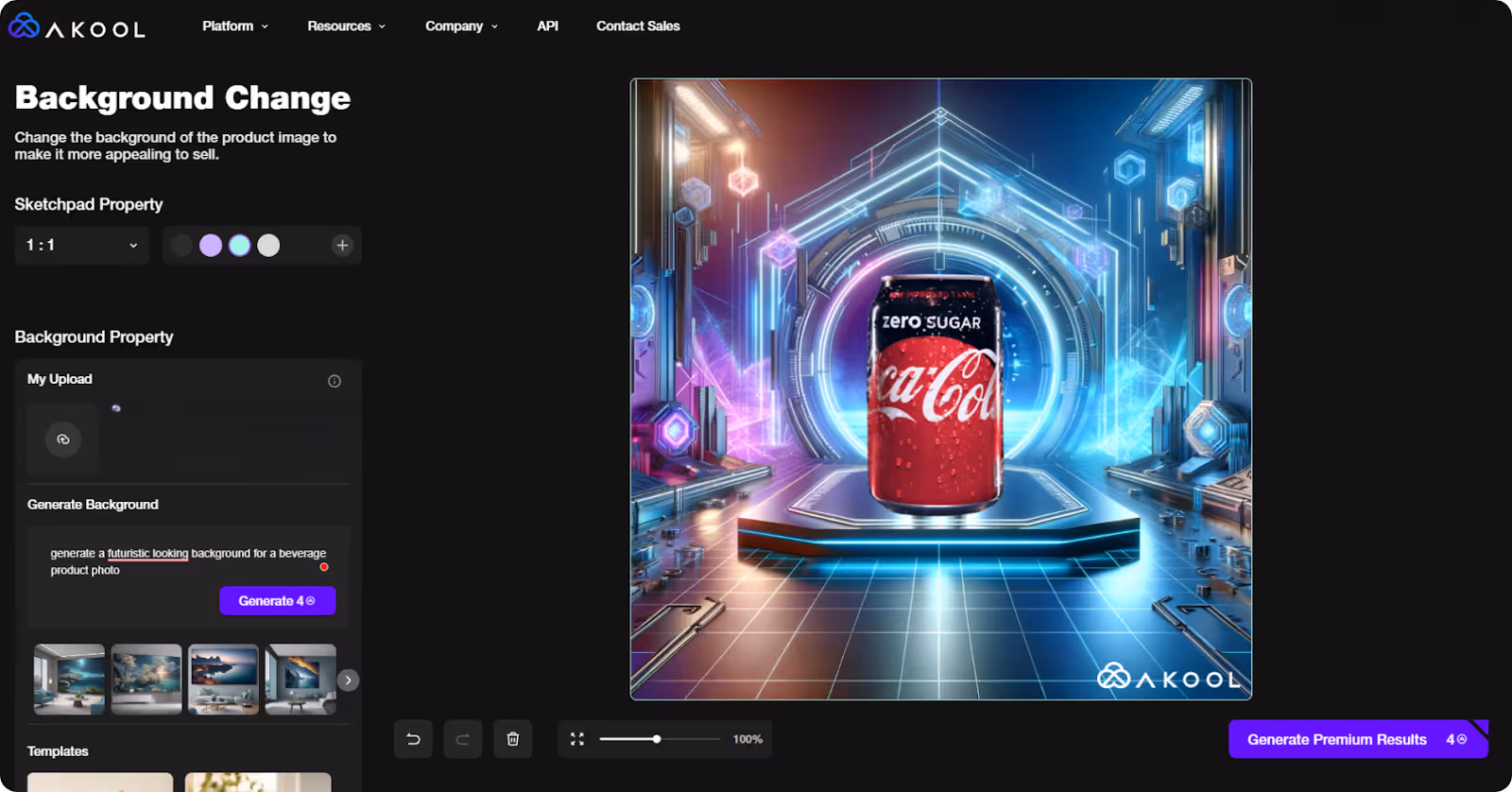 futuristic background ai product photo change