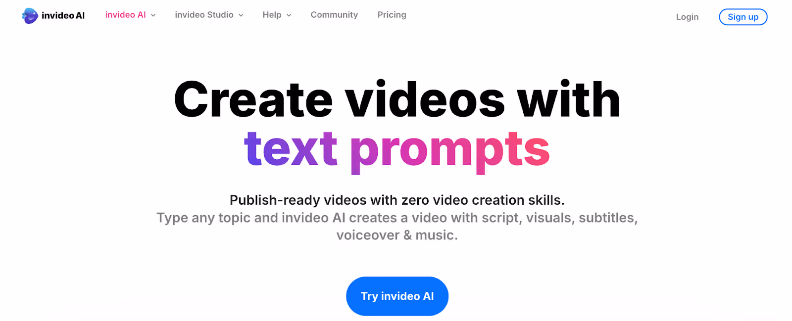 invideo homepage