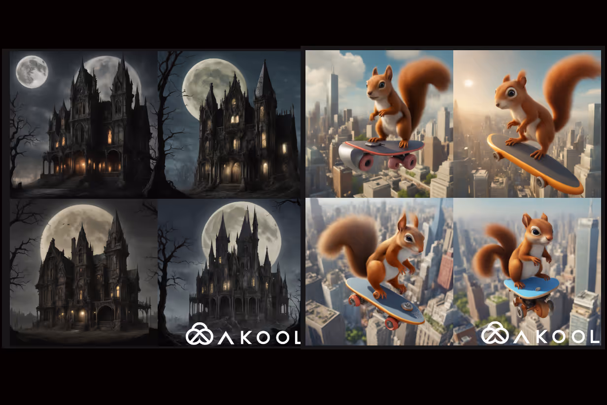 A collage of images of a squirrel on a skateboardDescription automatically generated