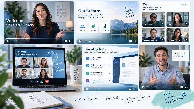Employee onboarding video examples for culture welcome and global training