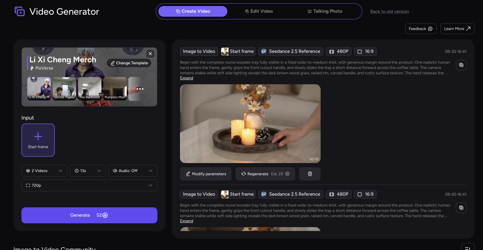 AKOOL Video Generator workspace showing an image-to-video social ad workflow
