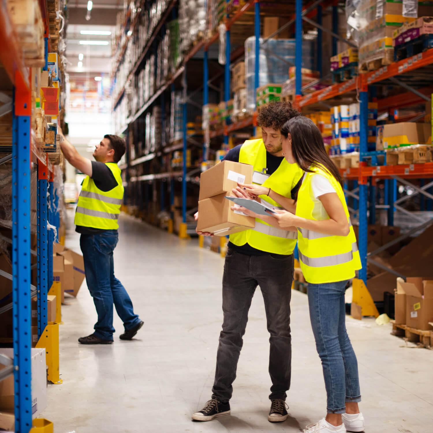 Mitarbeiter Inventur im Lager arbeiten