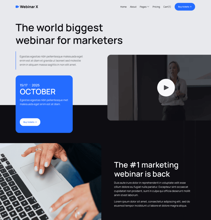 Webinar X - Home V2 Main Page - Webinar Webflow Template