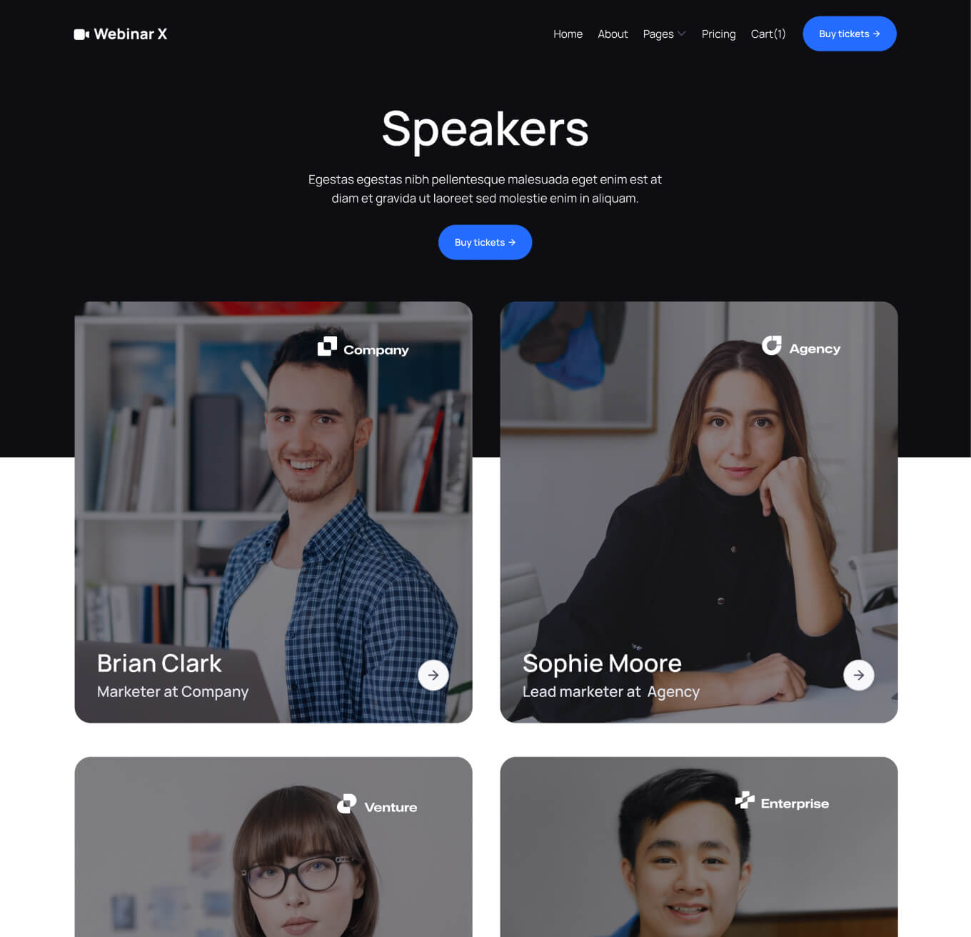 Webinar X - Speakers Page - Webinar Webflow Template