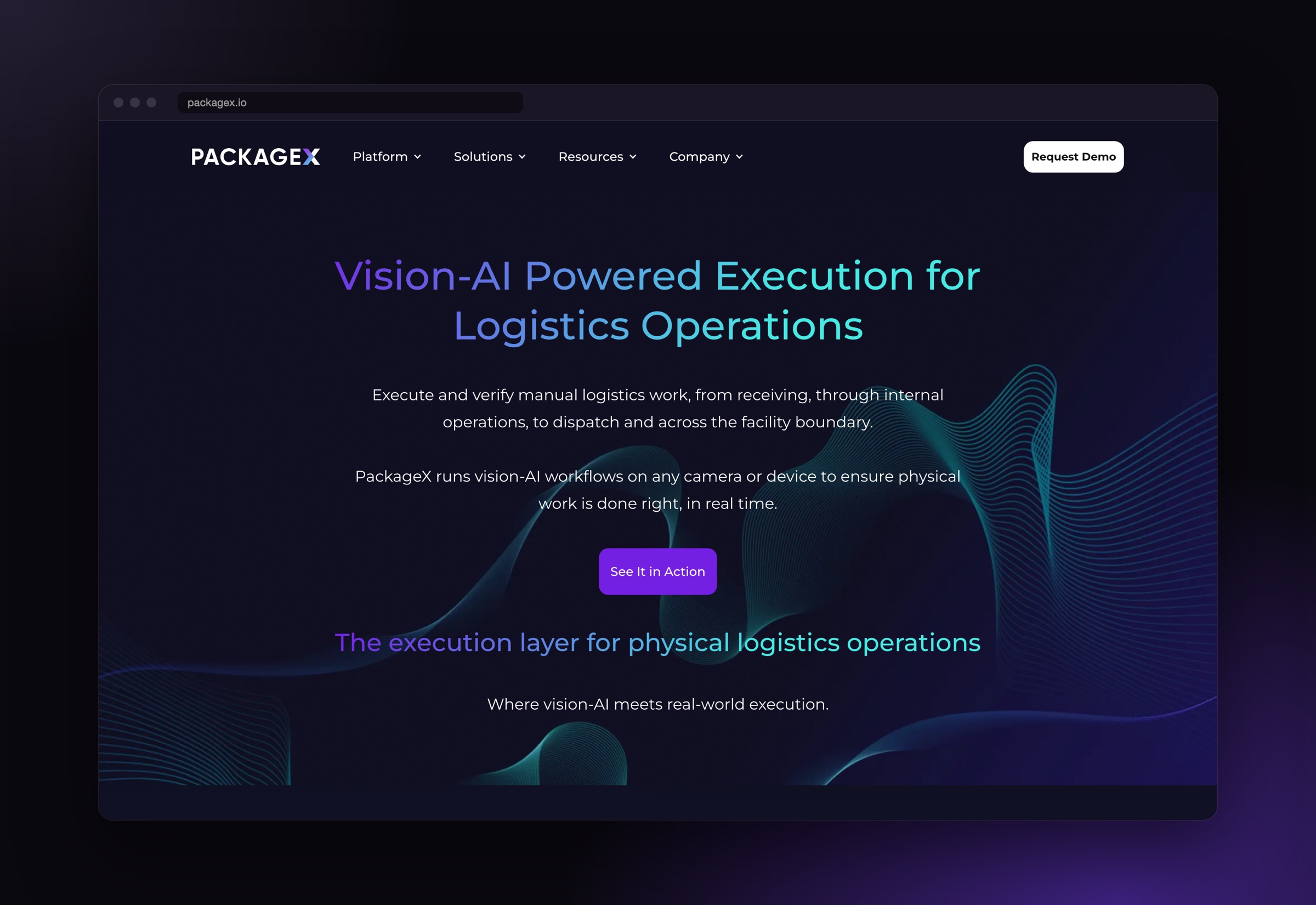 PackageX homepage on desktop