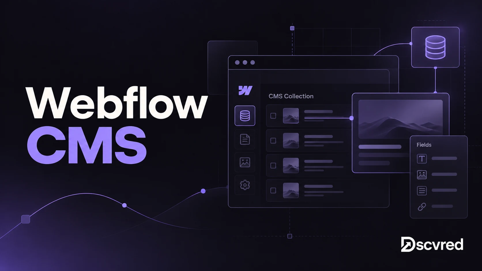 Webflow CMS guide cover showing Collections, fields and items in the Webflow CMS