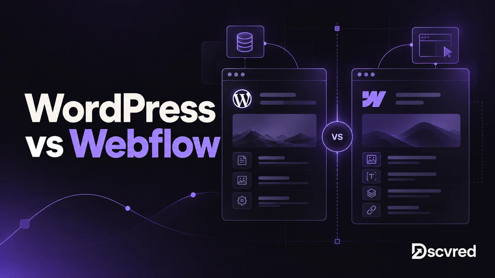 WordPress vs Webflow cover comparing a WordPress site and a Webflow site side by side