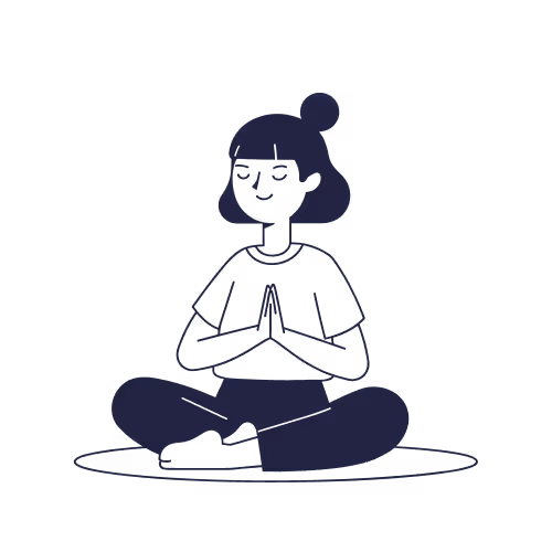 A woman sitting in a lotus position on the floor.