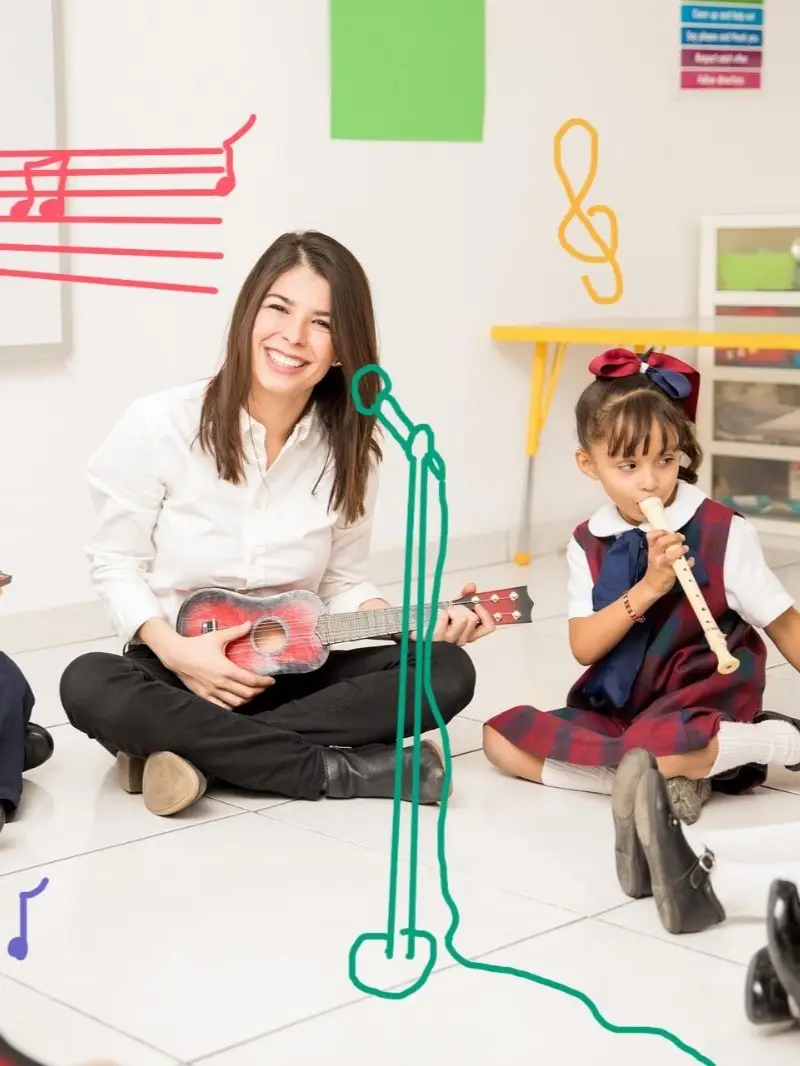 Un intervenant animant un atelier de musique