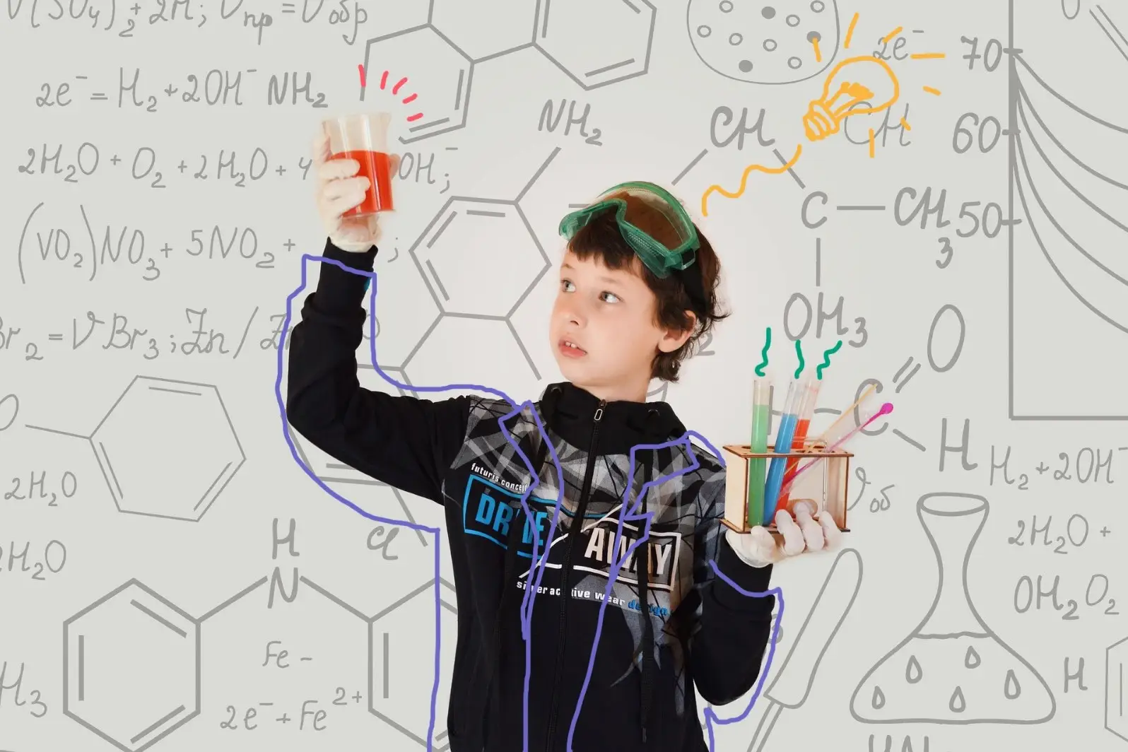 Une enfant réalisant une expérience de chimie 