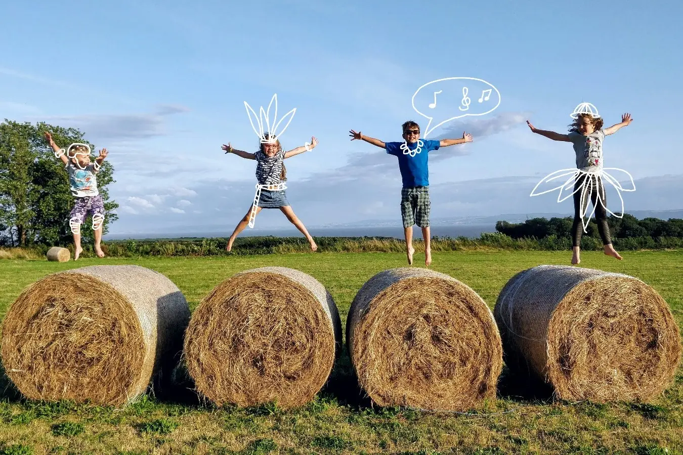 Un enfant ramassant des fleurs dans un champ
