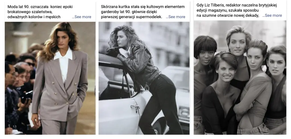 Reklamy Meta Ads moda lat 90