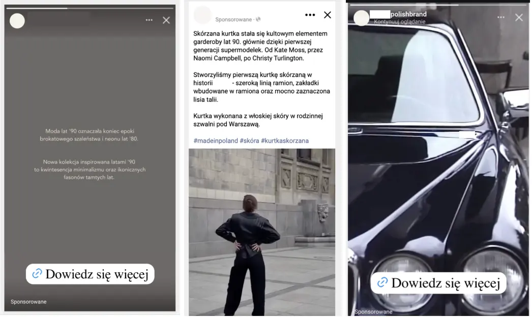 Stories Meta Ads skórzana kurtka premium