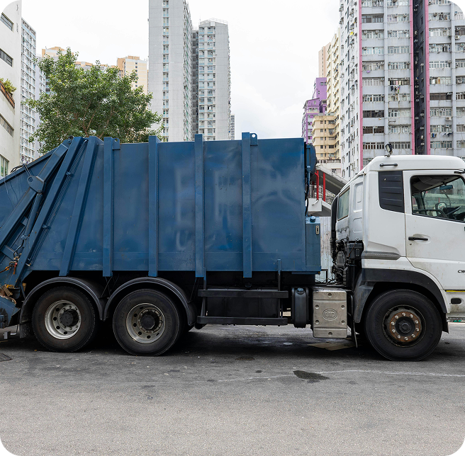 A waste management truck